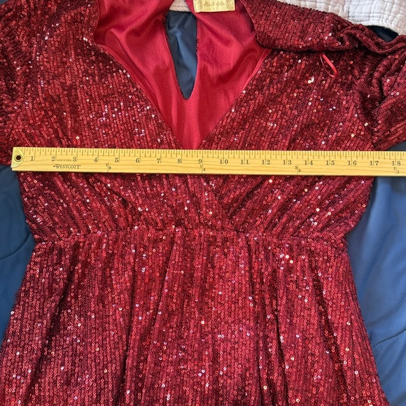 Altar'd State Sparkling Burgundy Mini Dress, Wrap Front, Size L - Picture 4 of 4